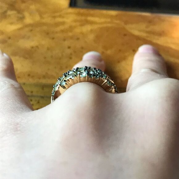 Natural Mint Garnet Sterling Silver 18k Yellow Gold Vermeil Ring Size 7 - Picture 3 of 9